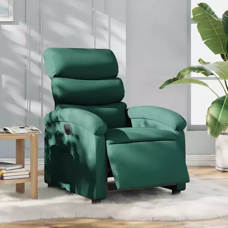Electric Recliner Chair for Elderly – Adjustable Fabric Armchair, Dark Green, Motorized Tilt