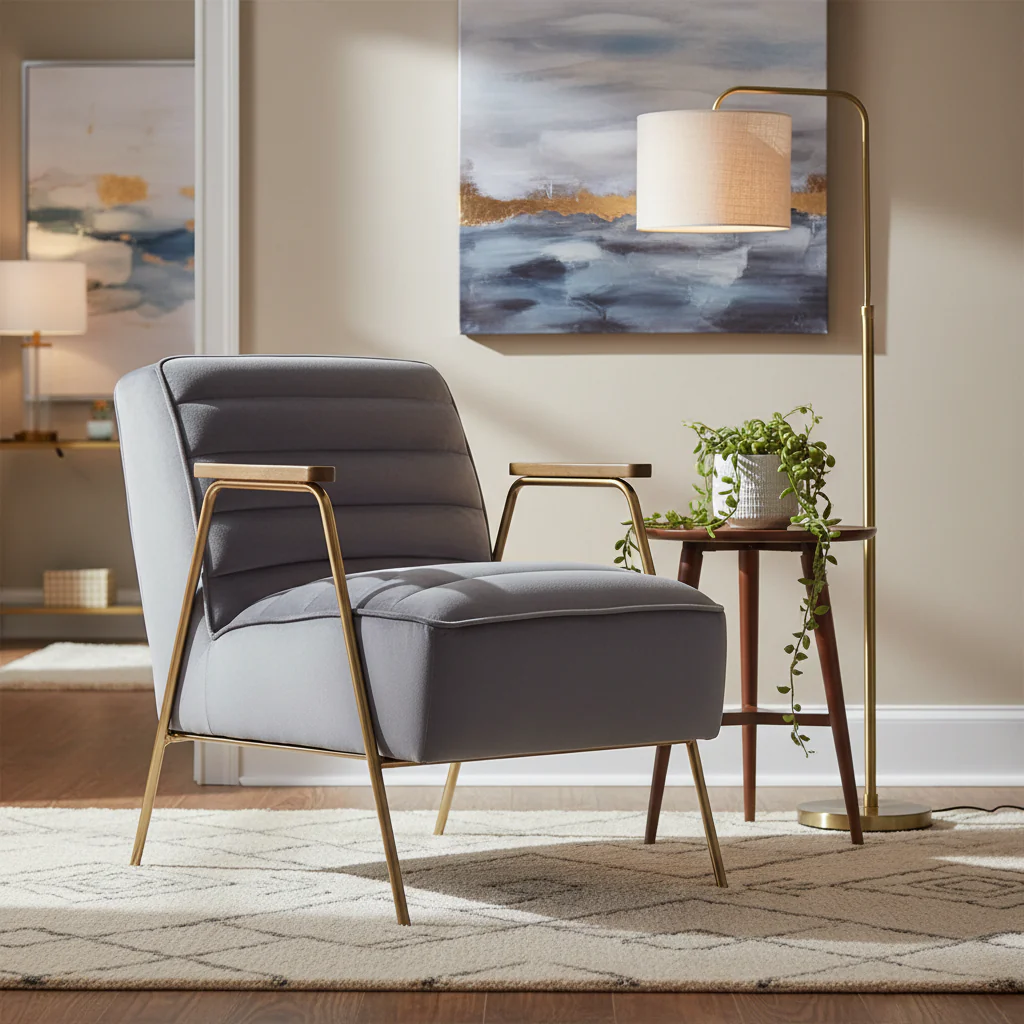 Woodford Grey Velvet Accent Chair