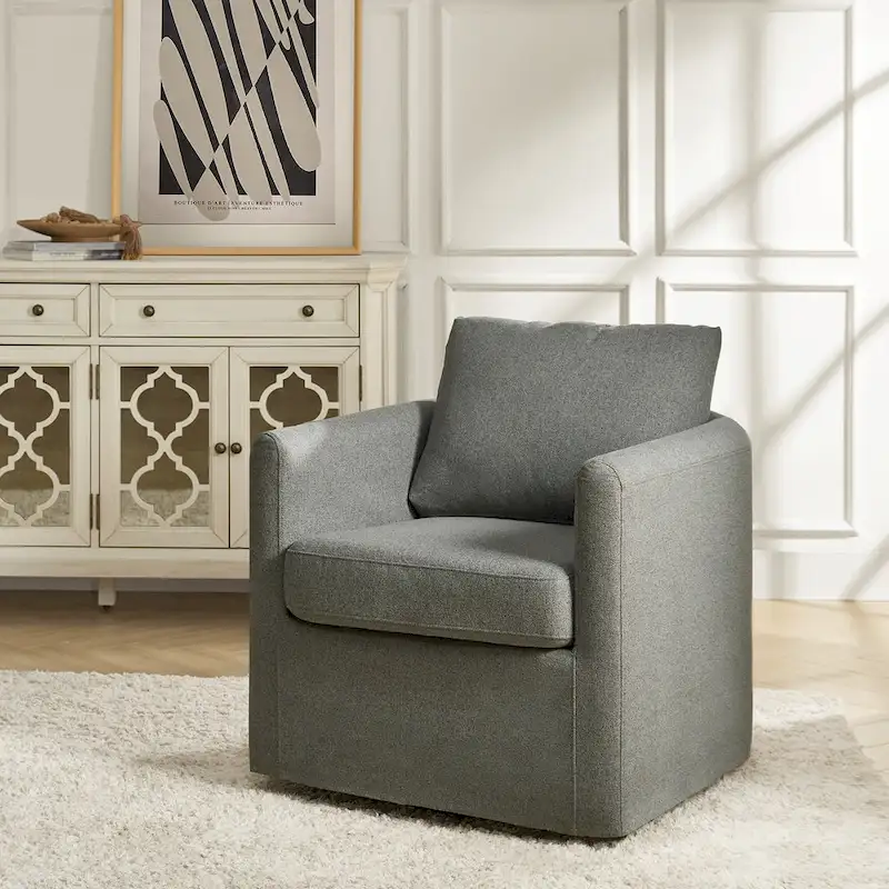 Erkenbald Modern 360-Degree Swivel Chair with Removable Slipcover by HULALA HOME
