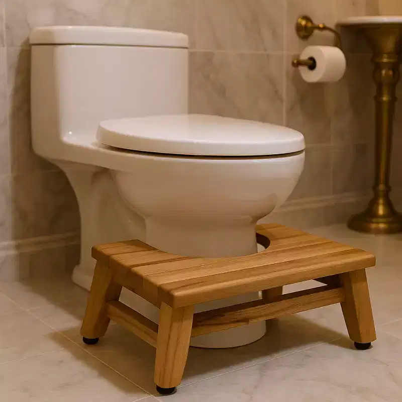 Natural Solid Teak Bathroom Toilet Stool – 8