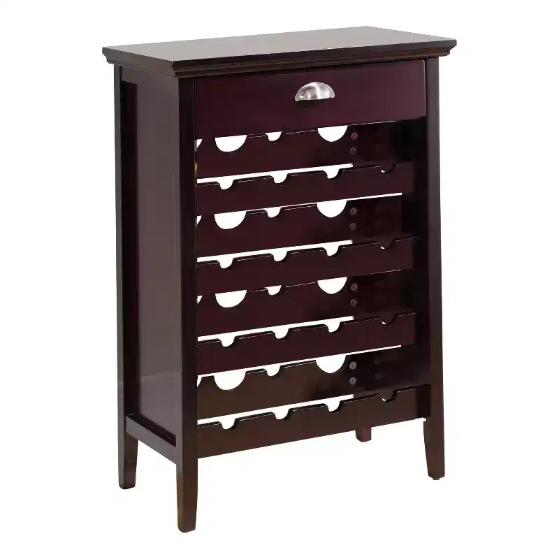 Wood Buffet Wine Rack Cabinet with Drawer, Dark Cherry