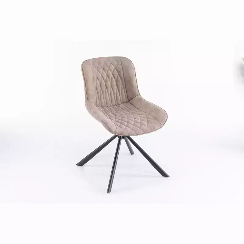 TUYOHW Modern Swivel Dining Chair Set of 2,Accent Chair with Black Metal Legs,Leather & Suede Upholstered Chair for Dining Room,Kitchen,Brown