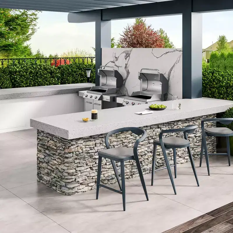 Outdoor Counter Height Bar Stools Chairs Set of 2,All-Weather Bar Height Furniture for Kitchen or Outside