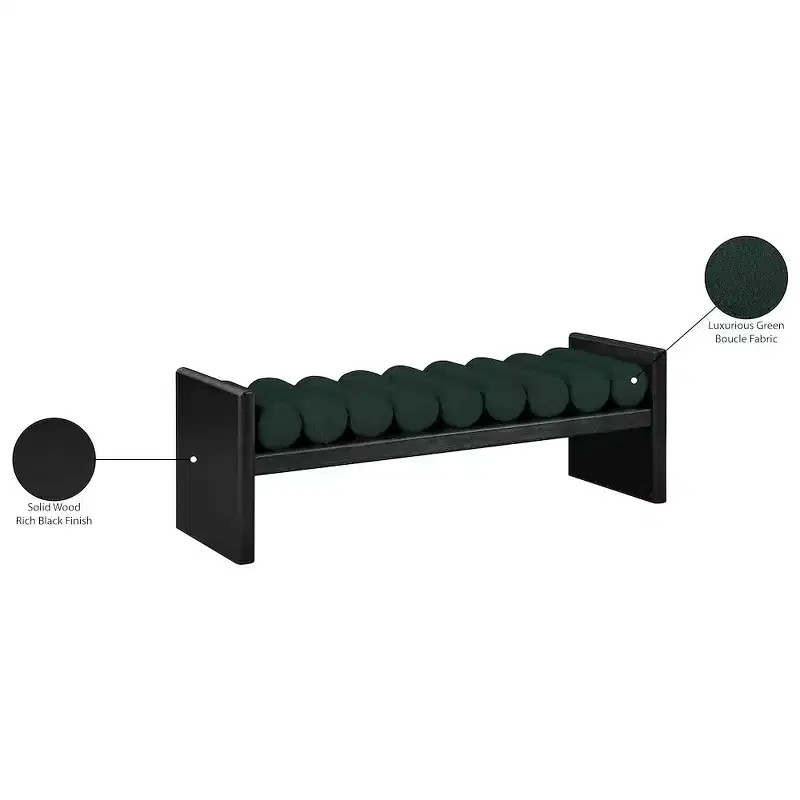 Meridian Furniture,Waverly Boucle Fabric Bench