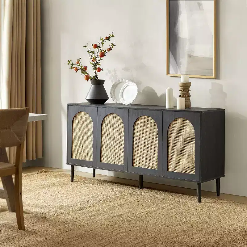 Lenz 63 Wide Modern Rattan Design Sideboard with 2 Adjustable Shelves|ART OF LIVING DESIGNS