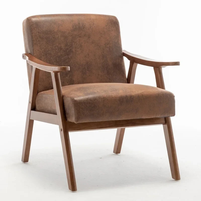 Extra-Thick Backrest Accent Chair with Solid Wood Frame
