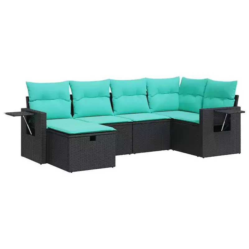 vidaXL Garden Sofa Set with Cushions Poly Rattan