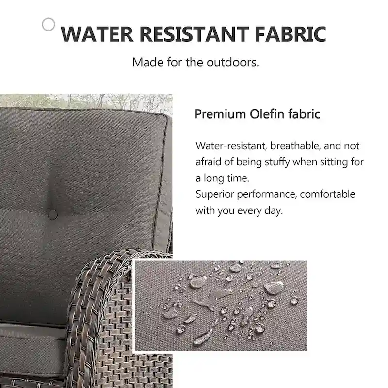 Patio 3-Seat Sofa, 2 Swivel Chairs, 2 Club Chairs, 2 Ottomans - Brown