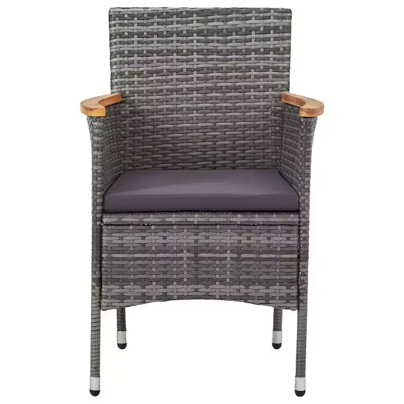 vidaXL Patio Dining Chairs 2 pcs Poly Rattan Gray