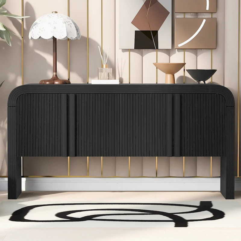 63 Striped Sideboard Buffet Cabinet with Adjustable Shelves
