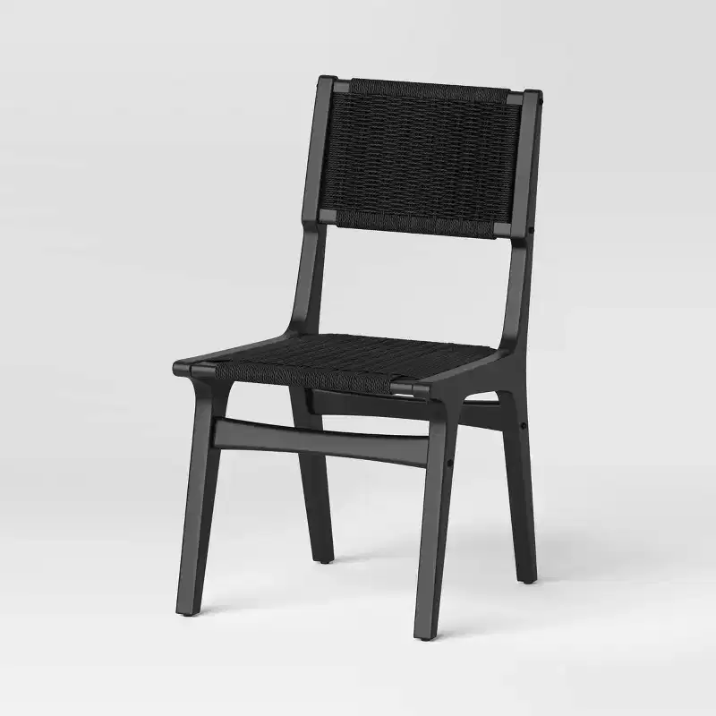 Woven Dining Chair, Rubberwood Frame, Armless, 250 lb Capacity, No Assembly