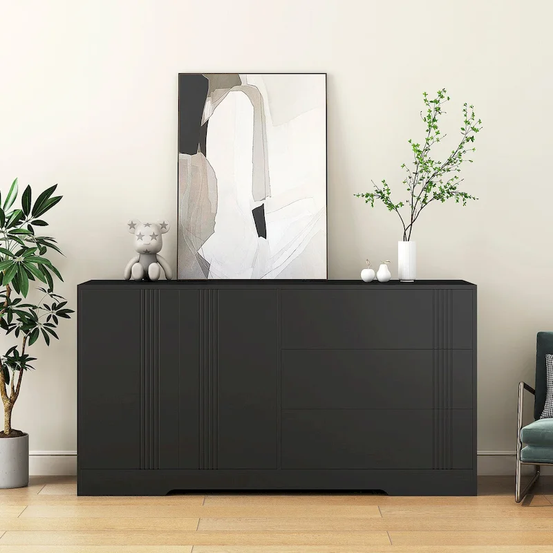 Sideboard Cabinet with Storage,Kitchen Buffet Storage Cabinet with Drawer and Doors, Large Coffee Bar with Adjustable Shelves