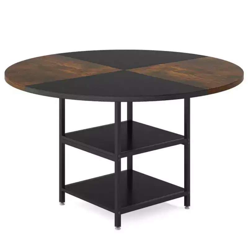 Hawthorne 47-Inch Round Dining Table with Built-In Storage Shelf