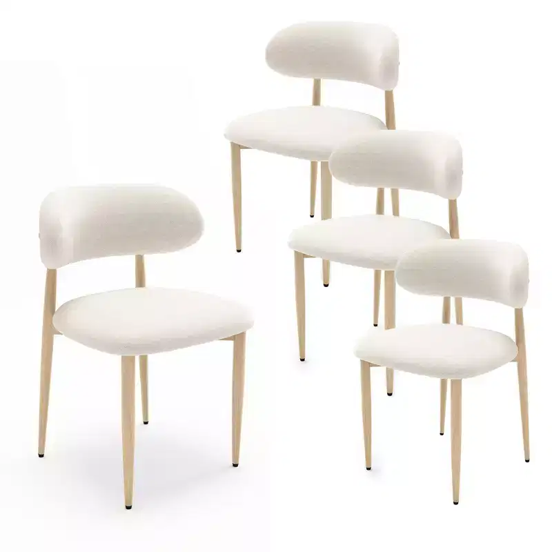 GDFStudio Adanna Modern Metal Upholstered Dining Chairs with Curved Backrest (Set of 4)