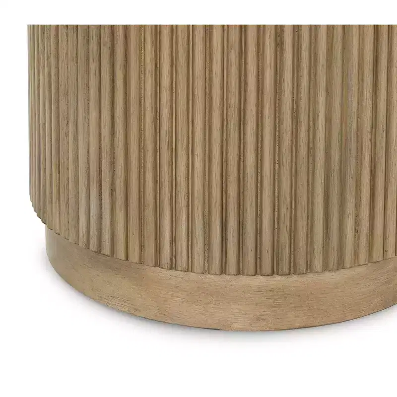 Signature Design by Ashley Camdill Round End Table with Faux Marble Top, Light Brown
