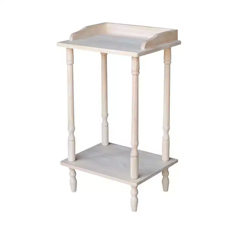 Telephone Stand with Shelf, Unfinished Solid Wood