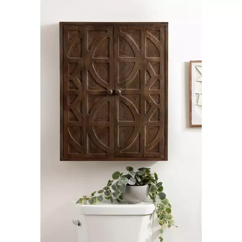 Galliene Hand-Carved Mango Wood Wall Cabinet — 22