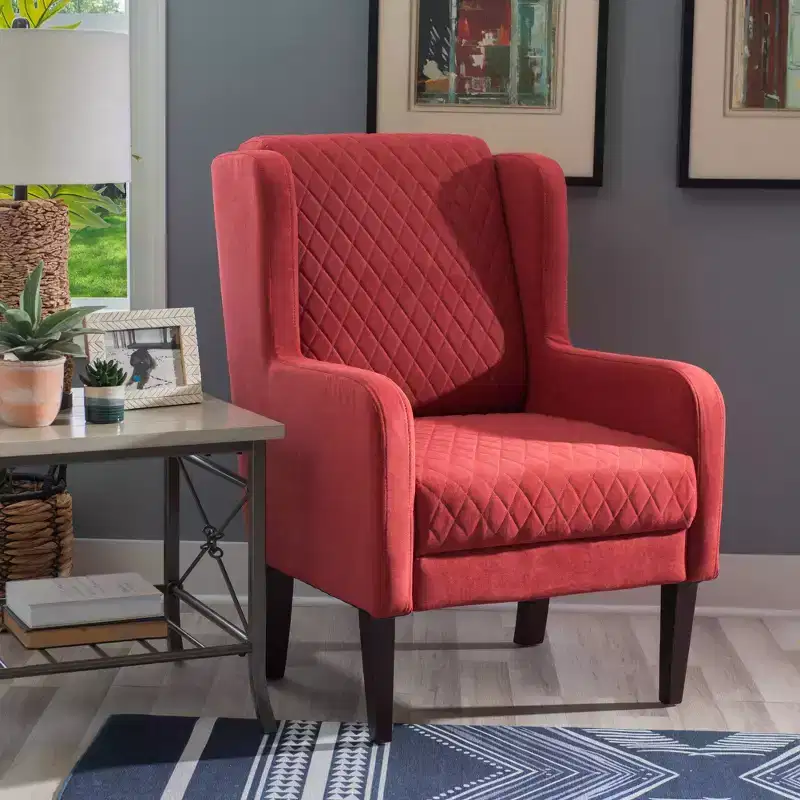 Upholstered Wingback Accent Chair - High-Density Foam, Wood Frame