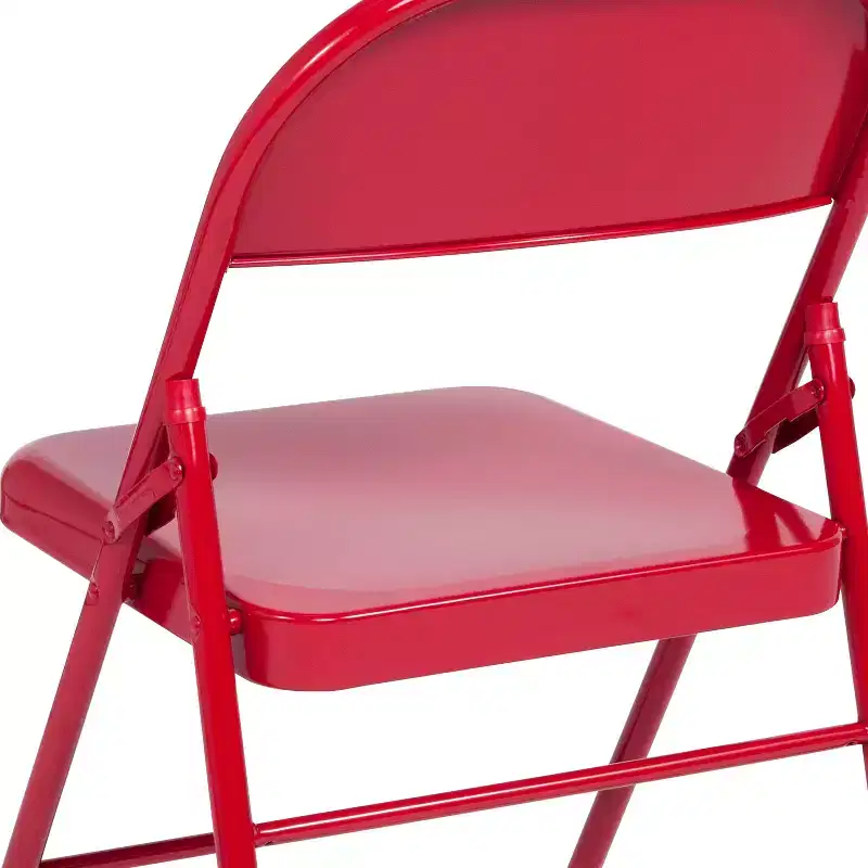 Emma and Oliver 4 Pack Triple Braced & Double Hinged Metal Folding Chair