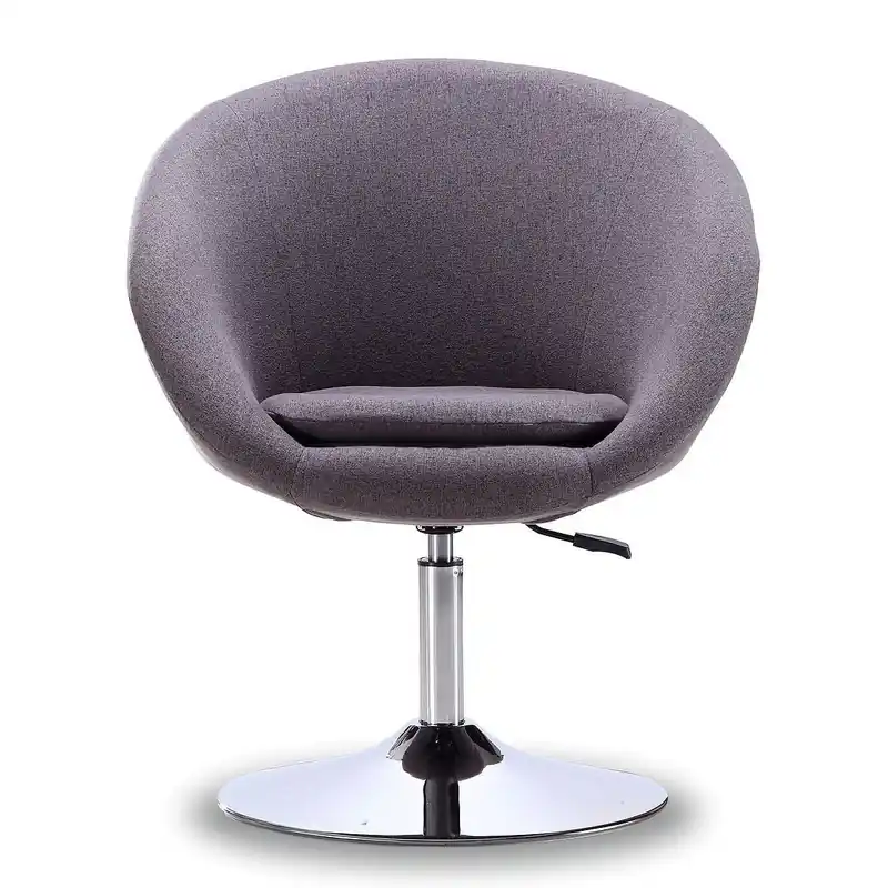 Polished Chrome Twill Adjustable Height Accent Chair