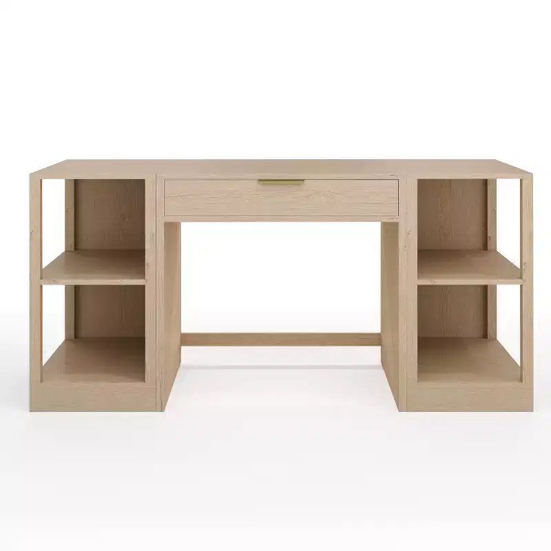 Martha Stewart Kayden Home Office Modular Single-Drawer Desk with Dual 2 Tier Shelves