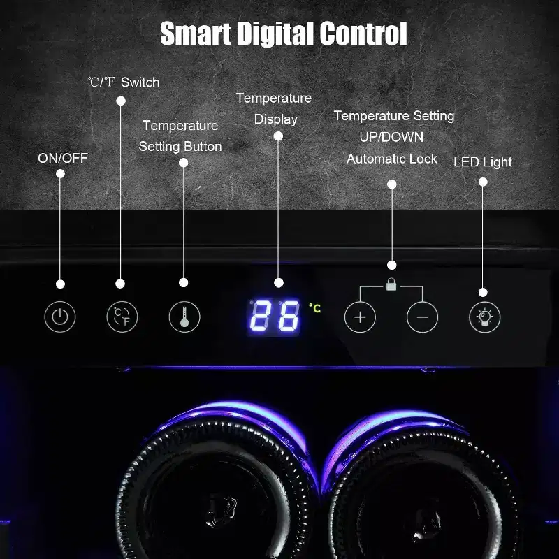 24 Inch Beverage Fridge with Clear Glass Door, Digital Memory Temperature Control, for Cans and Soda, LED Lighting, Quiet Operation
