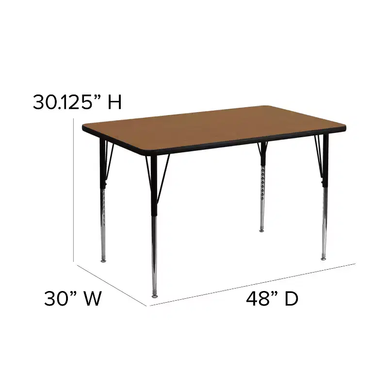 Emma and Oliver 30x48 Rectangle Laminate Adjustable Activity Table