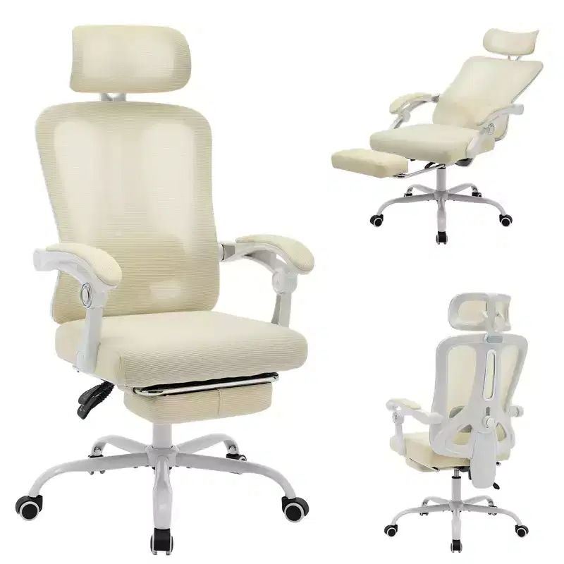 High-Back Mesh Office Computer Desk Chair with Wheels, Comfortable Lumbar Support and Comfy Arms for Home, Bedroom, Study