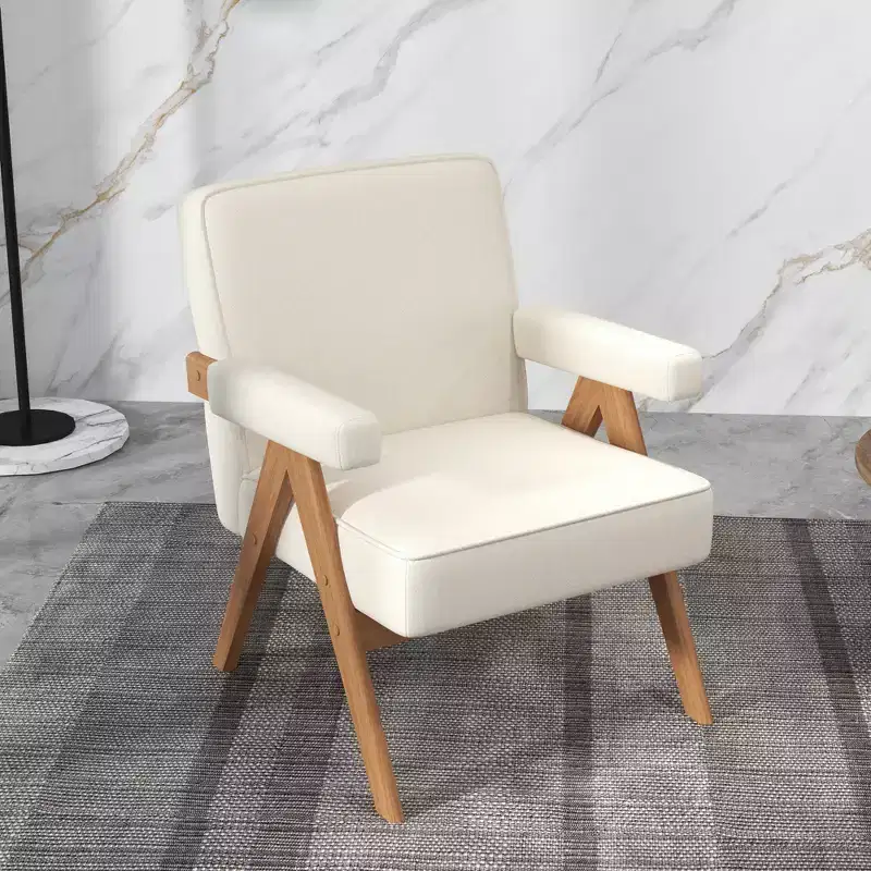 GDFStudio Merry Upholstered Wooden Chair with Handrails