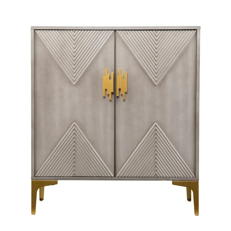 SEI Furniture Laurelvale Grey Wood Cabinet w/ Goldtone Legs/Pulls