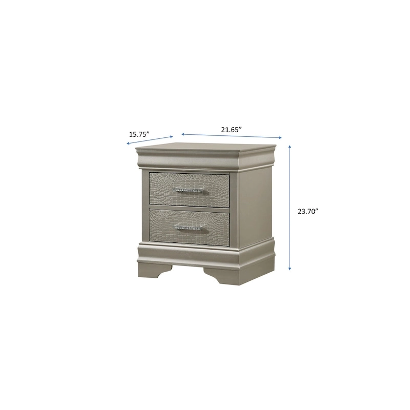 Sigurd 4 Piece Silver Faux Leather Upholstered Tufted Panel Bedroom Set