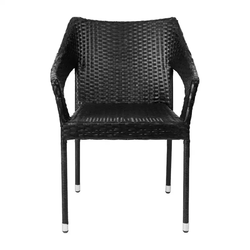 Flash Furniture Ethan Commercial Grade Stacking Patio Chair, All Weather PE Rattan Wicker Patio Dining Chair