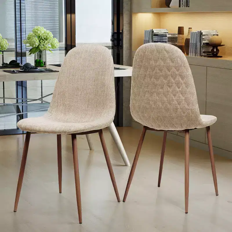 GDFStudio Amnesty Mid Century Upholstered Iron Frame Dining Chairs (Set of 2)