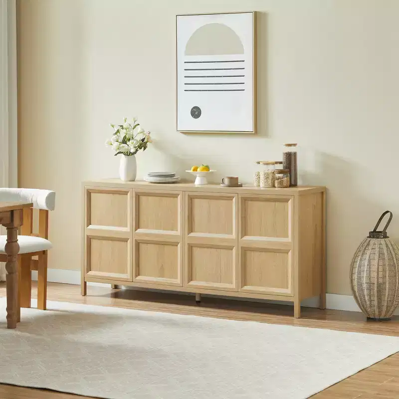 GDFStudio Aleksander Modern 67'' Wooden Sideboard Storage Cabinet with 4 Doors and Soft-Close Hinges