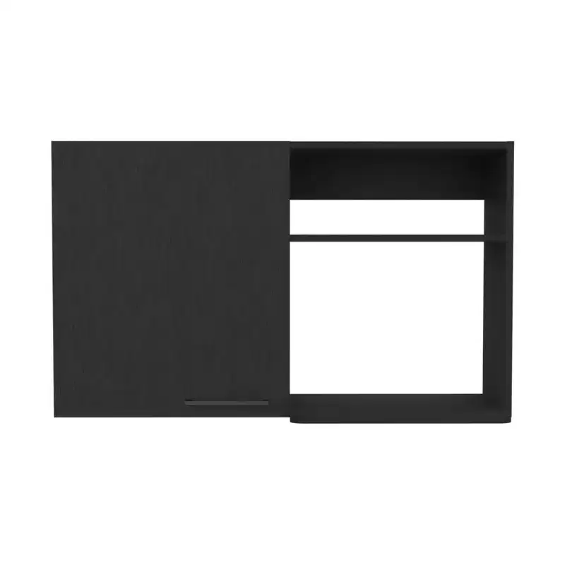 HomeRoots 39 Black Wood Wall Mounted Accent Cabinet With Single Door