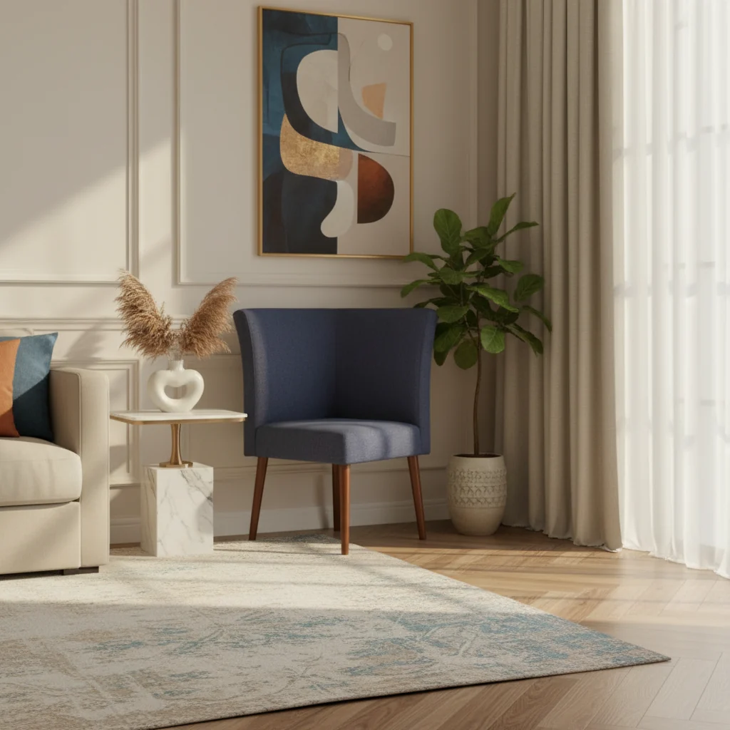Mid Century Modern Upholstered Corner Chair