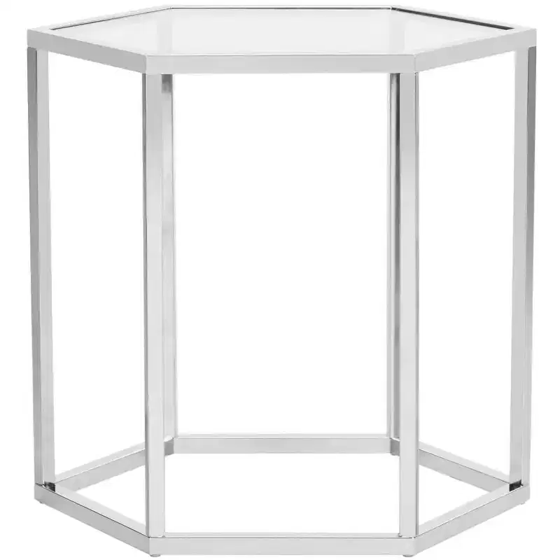 Hexagon Chrome & Glass End Table