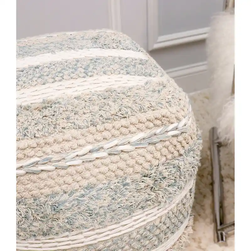 Pasargad Home Grandcanyon Braided Cotton Pouf, 20 Beige