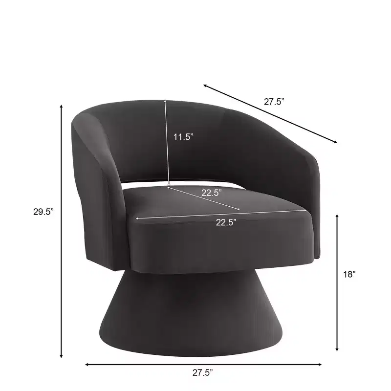 Modern 360° Swivel Velvet Accent Chair - Upholstered Round Chair with Open Backrest