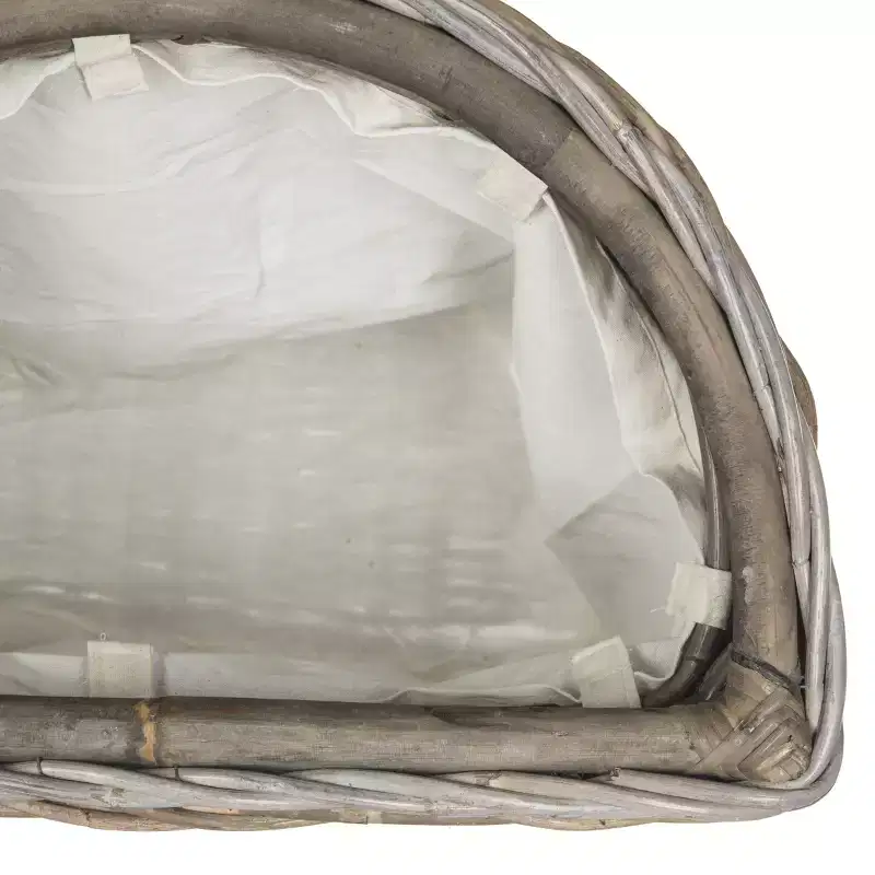 Grey Rattan Laundry Hamper with Lid – Half-Moon, Single Compartment