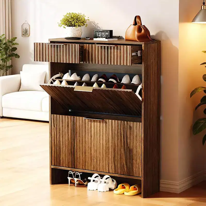Karl Home 2-Drawer 2-Tip-Down Drawer Slatted Shoe Cabinet