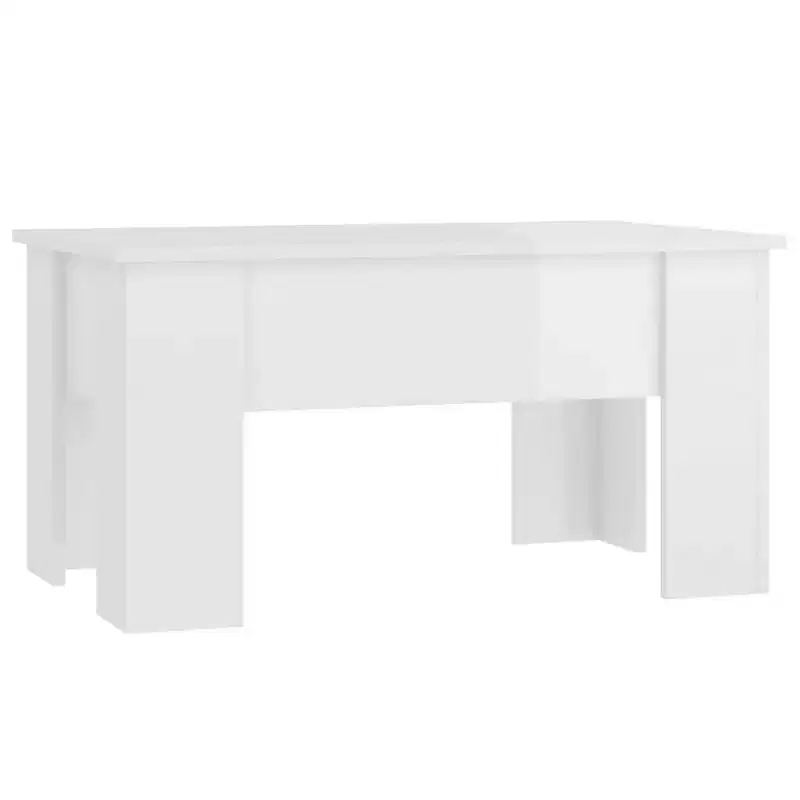 Lift Top Coffee Table, High Gloss White, Engineered Wood, Medium