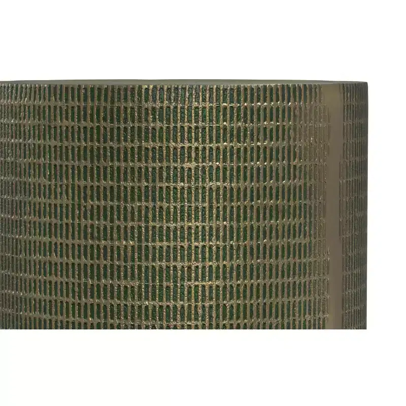 Modern Industrial 13 inch Wide Cast Aluminum Side Table in Light Green Patina, Fully Assembled