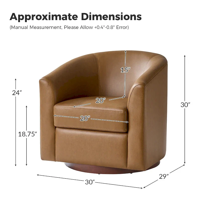 Haley Modern Swivel Barrel Faux Leather Chair with Solid Wood Base Set of 2