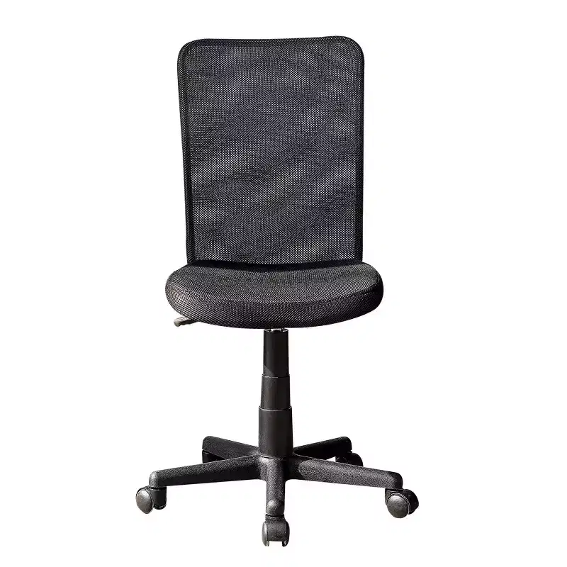 Mesh Task Office Chair Black - Techni Mobili: Pneumatic Height Adjustment, 5-Star Base, Armless