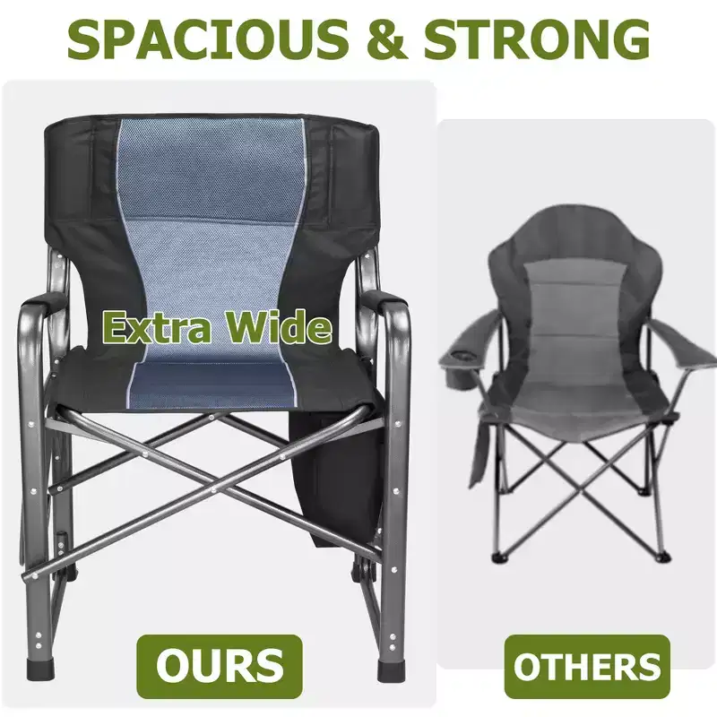 SUGIFT Extra-Wide Folding Camping Chair with Cooler Bag, Side Table & Padded Seat, 400 lbs Capacity