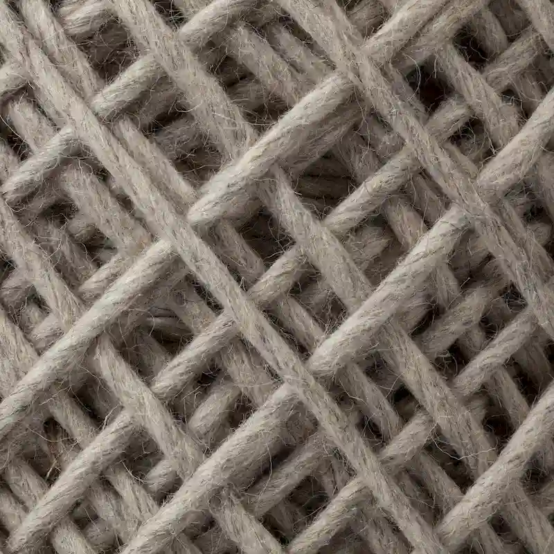 Handwoven Brown Wool Round Pouf with Diamond Weave Pattern
