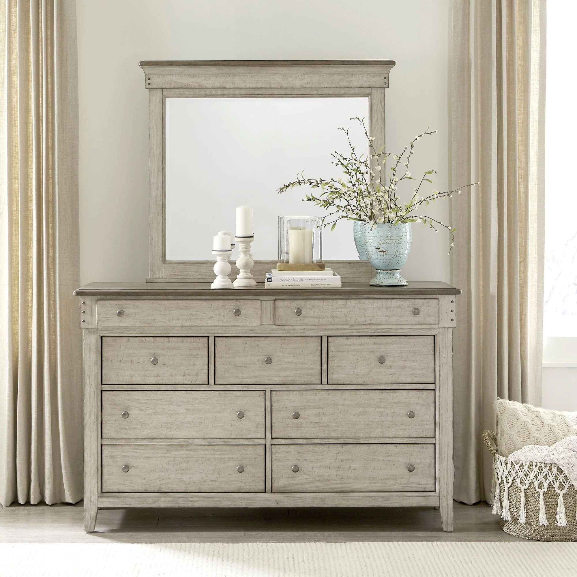 Dresser & Mirror - Weathered Linen / Dusty Taupe — add in a relaxed style and you create a classic look with a casual feel