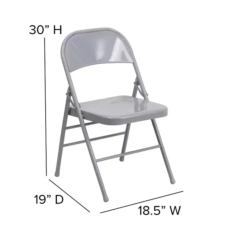 Emma and Oliver 4 Pack Triple Braced & Double Hinged Metal Folding Chair