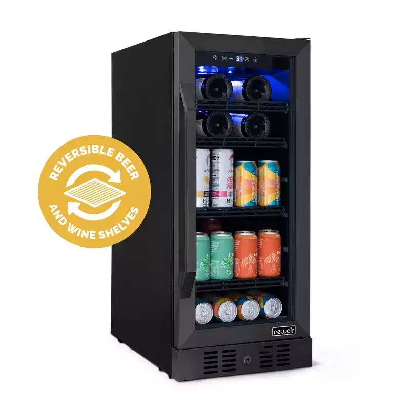 Newair 80-Can, 33-Bottle Built-in Black Beverage Fridge - 15